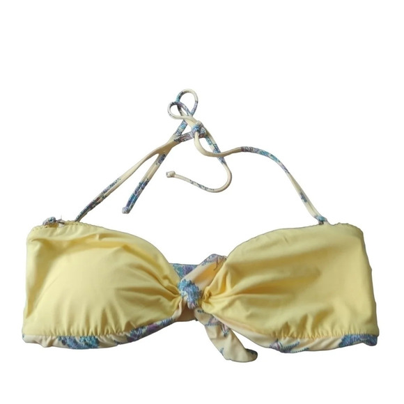 Isabella Rose Bathing Swim Bikini Top Yellow with Paisleys L - Picture 5 of 8